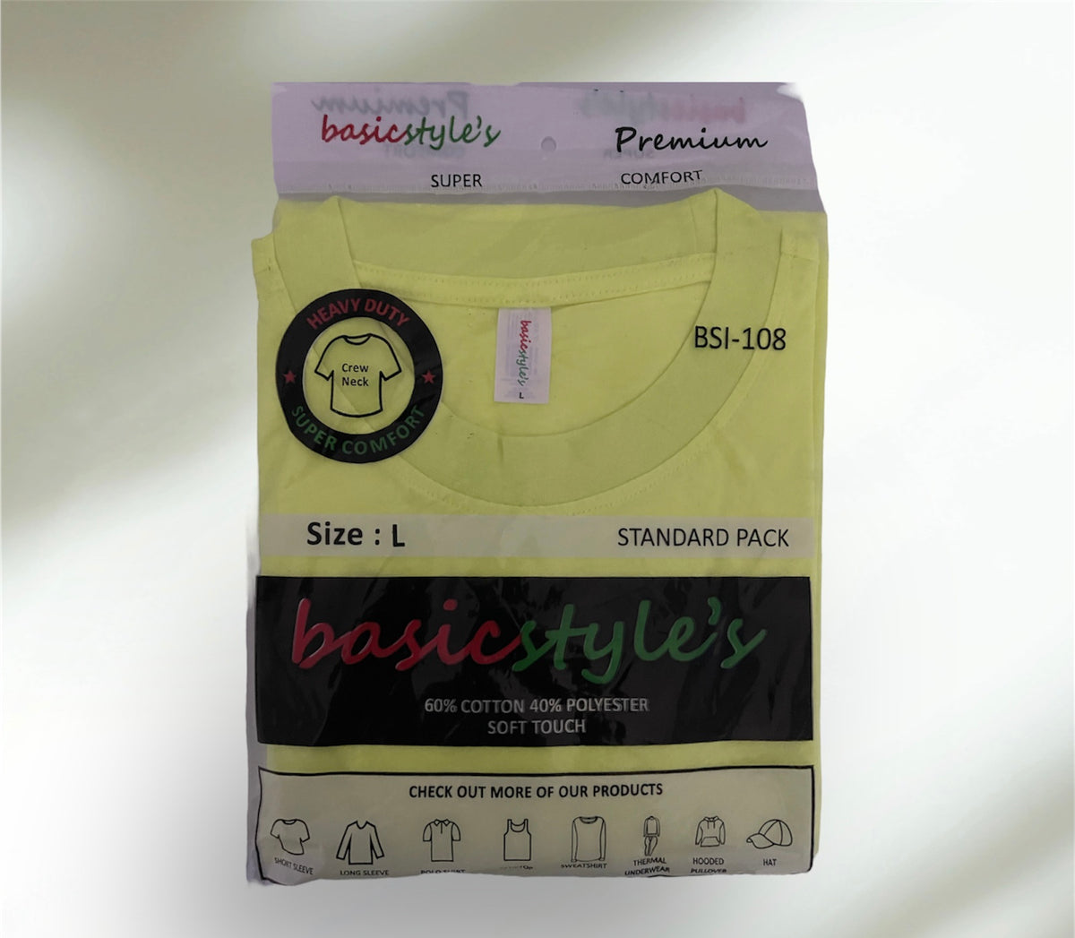 BSI 108 100% RIGNSPUN COTTON SHORT SLEEVE T-SHIRT CASE BULK PACK.