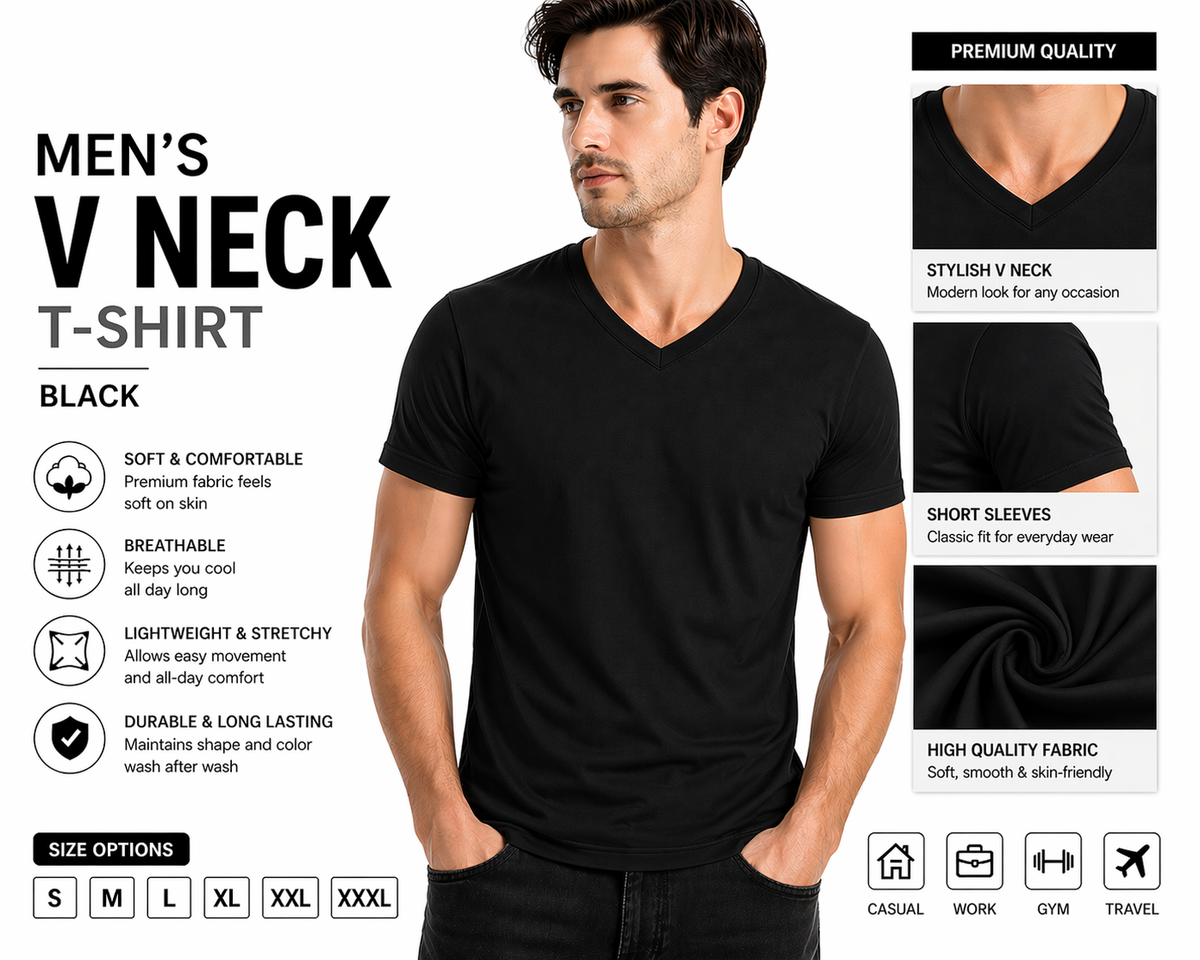 BSI 1008 basicstyle's Premium Comfort V-Neck T-Shirt