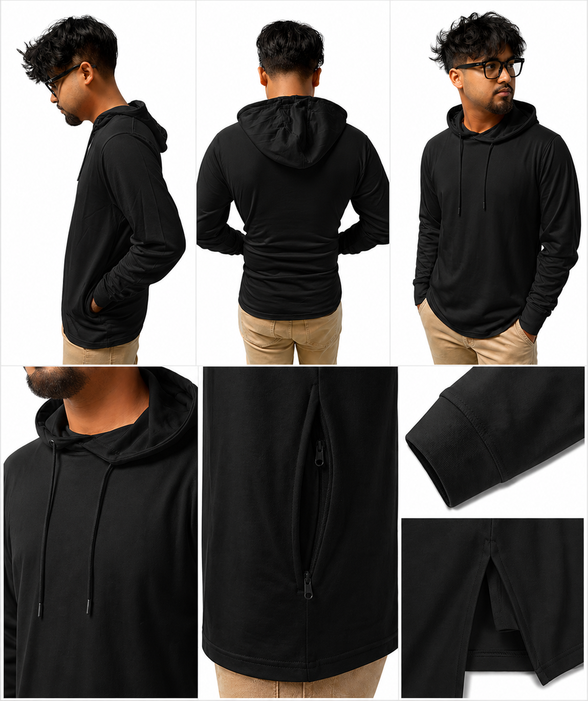 AWD source image 48355693527295: H9004 : Unisex Solid Front Jersey Hoodie with Hidden Zippered Pockets