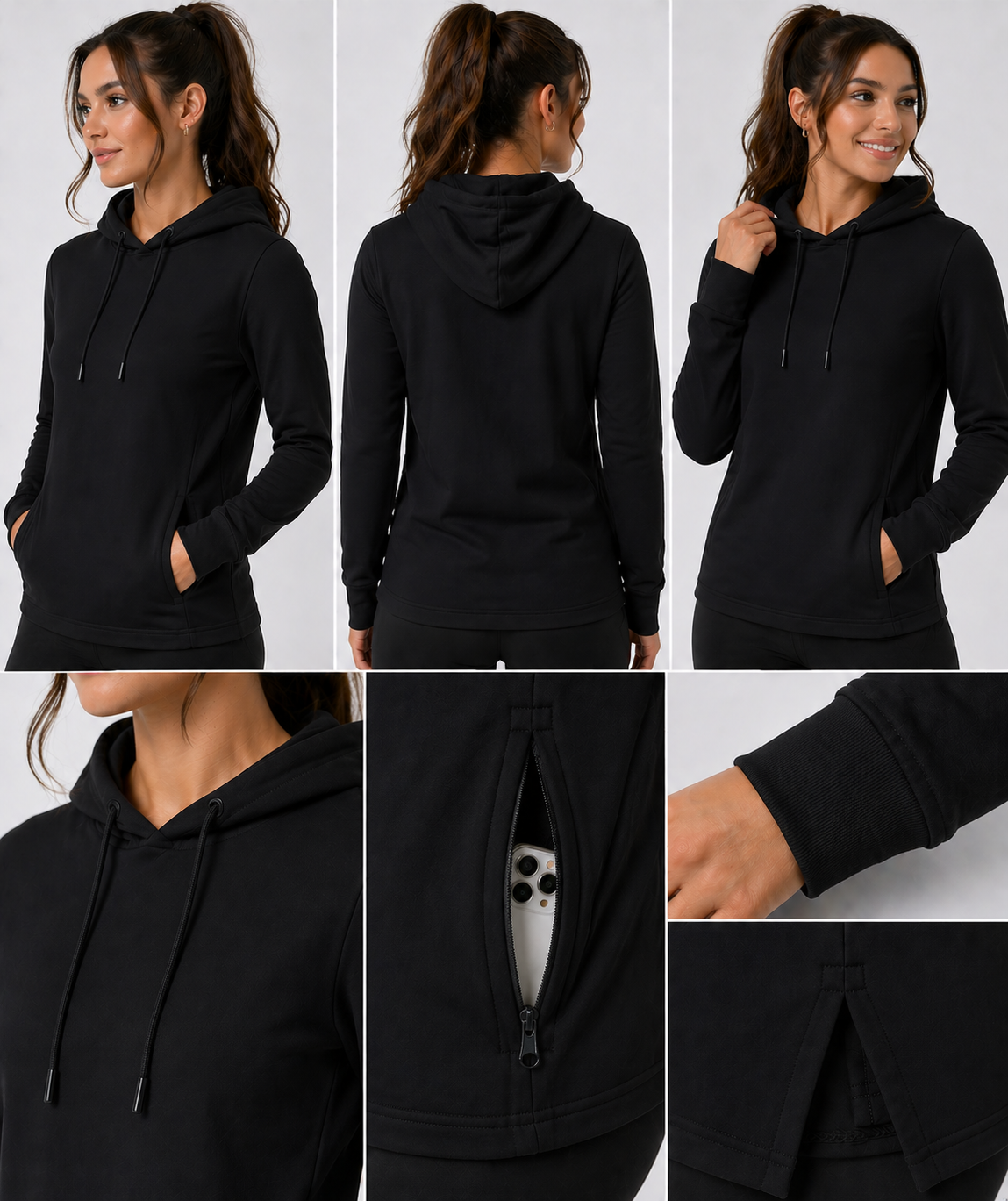 AWD source image 48355693592831: H9004 : Unisex Solid Front Jersey Hoodie with Hidden Zippered Pockets