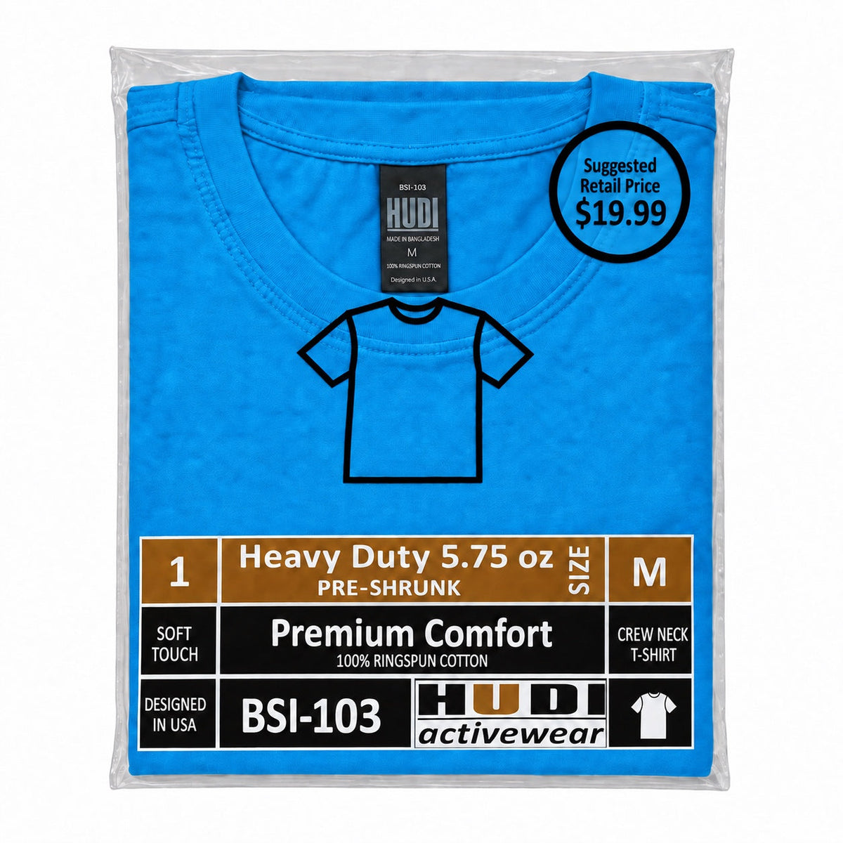 BSI-103 Heavy Duty 5.75oz Crew Neck T-Shirt - 100% Ringspun Cotton