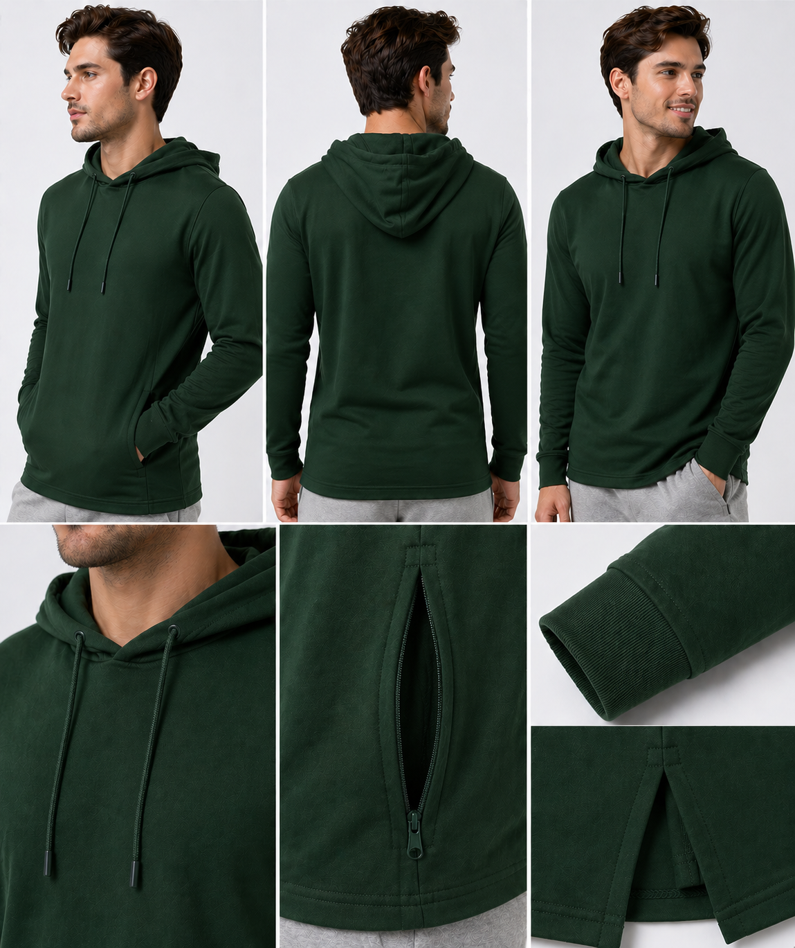 AWD source image 48355693625599: H9004 : Unisex Solid Front Jersey Hoodie with Hidden Zippered Pockets