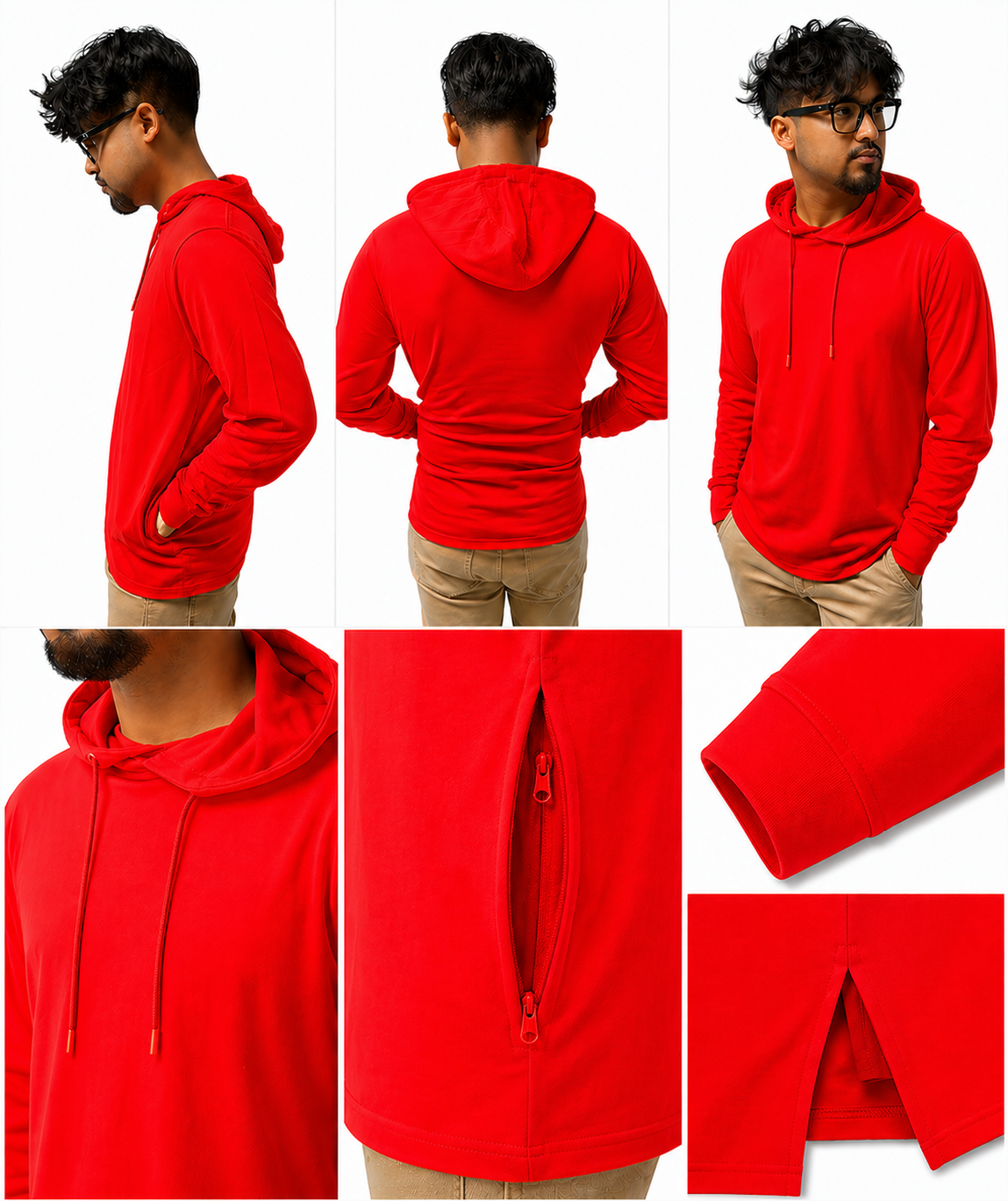 AWD source image 48355695296767: H9004 : Unisex Solid Front Jersey Hoodie with Hidden Zippered Pockets