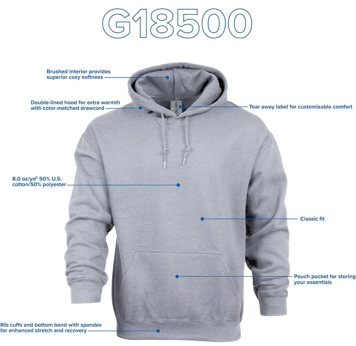 AWD source image 43803995209983: Gildan 18500 Heavy Weight Hoodies