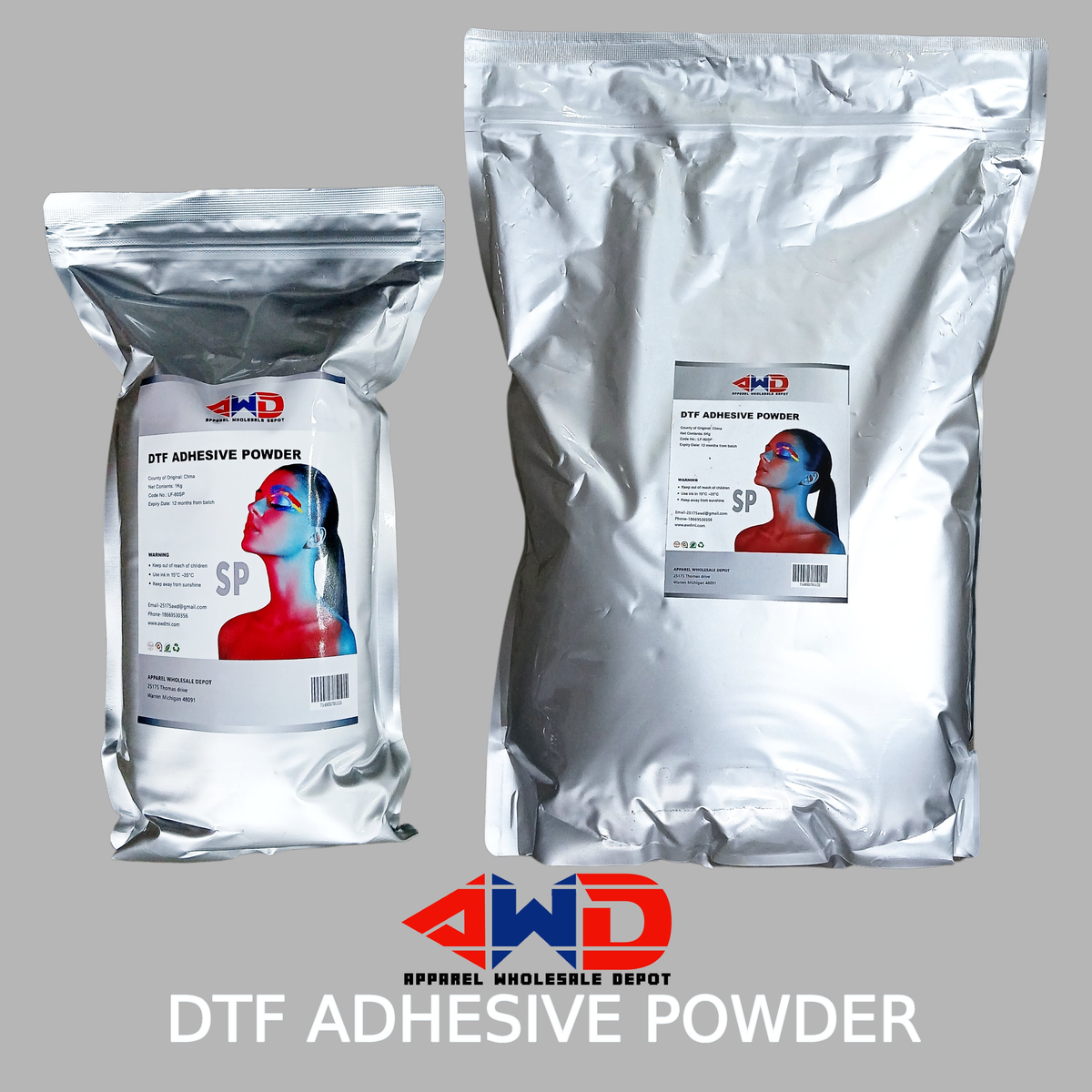 AWD source image 44011551391999: AWD DTF (Direct to Film) Hot Melt Adhesive Powder 1000 grams & 5000 Grams . (1KG.) & (5kgs) WHITE & BLACK