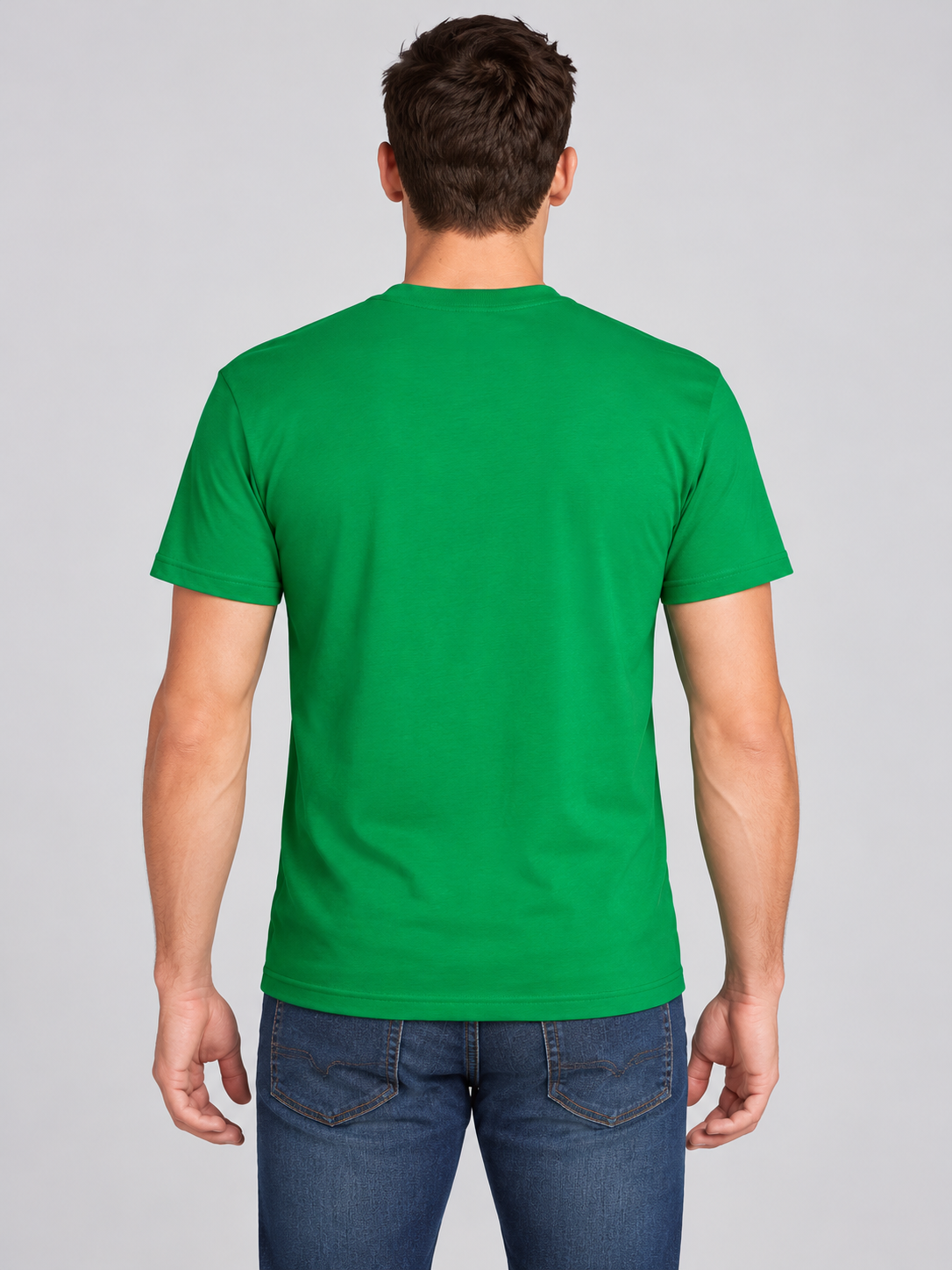 h1009-blended-cotton-polyester-unisex-t-shirt | Kelly Green | model back view