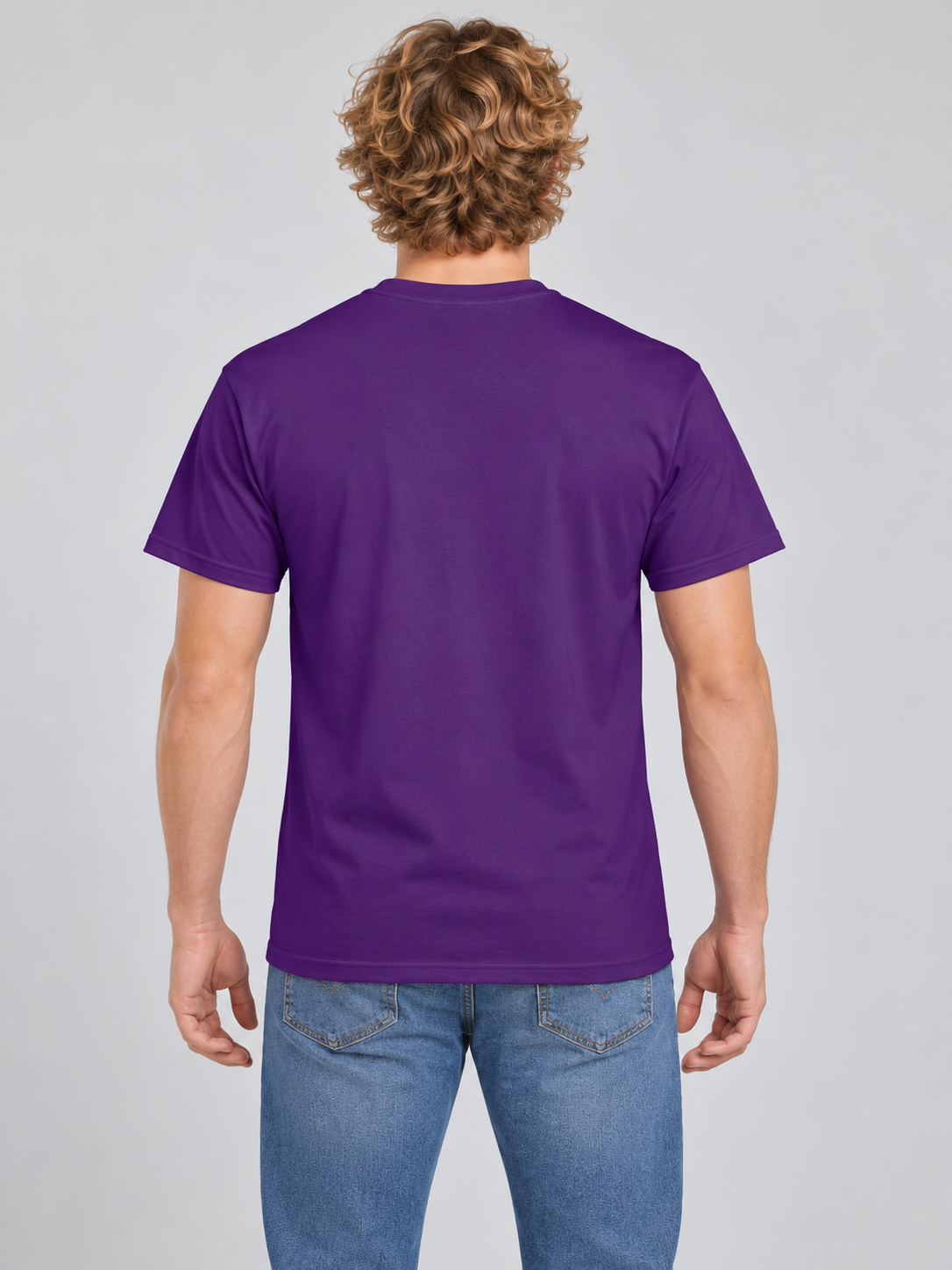 h1009-blended-cotton-polyester-unisex-t-shirt | Purple | model back view