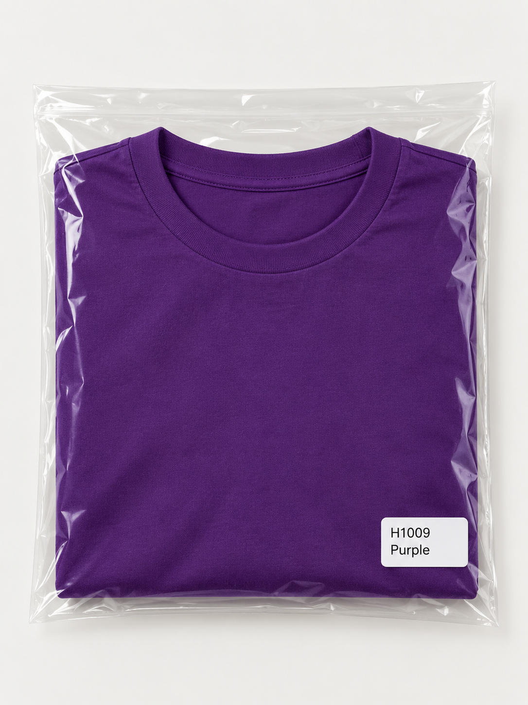 h1009-blended-cotton-polyester-unisex-t-shirt | Purple | packaging