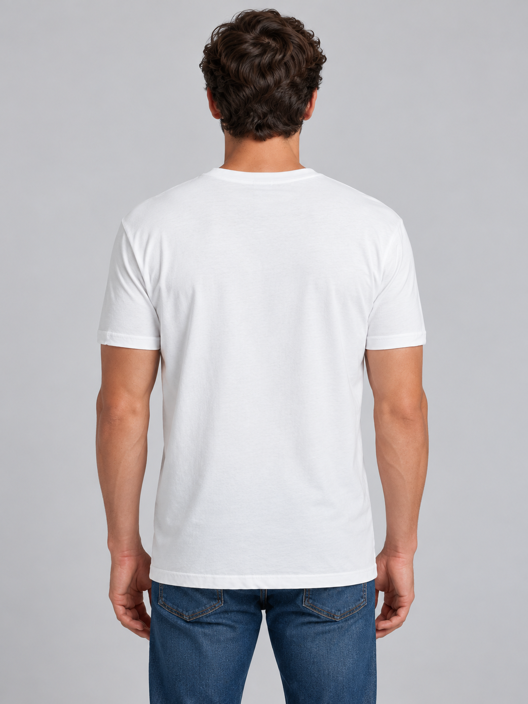 h1009-blended-cotton-polyester-unisex-t-shirt | White | model back view