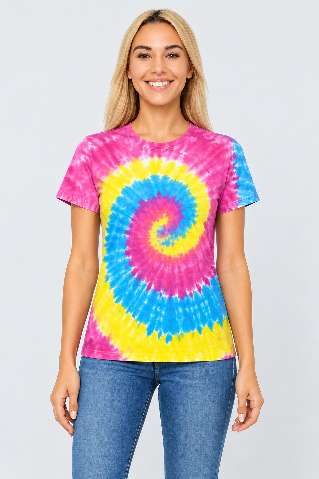 h3001-womens-high-quality-95-cotton-5-elastane-cotton-fitted-t-shirt-copy-awd-9498278134015 | PESTAL | model front view
