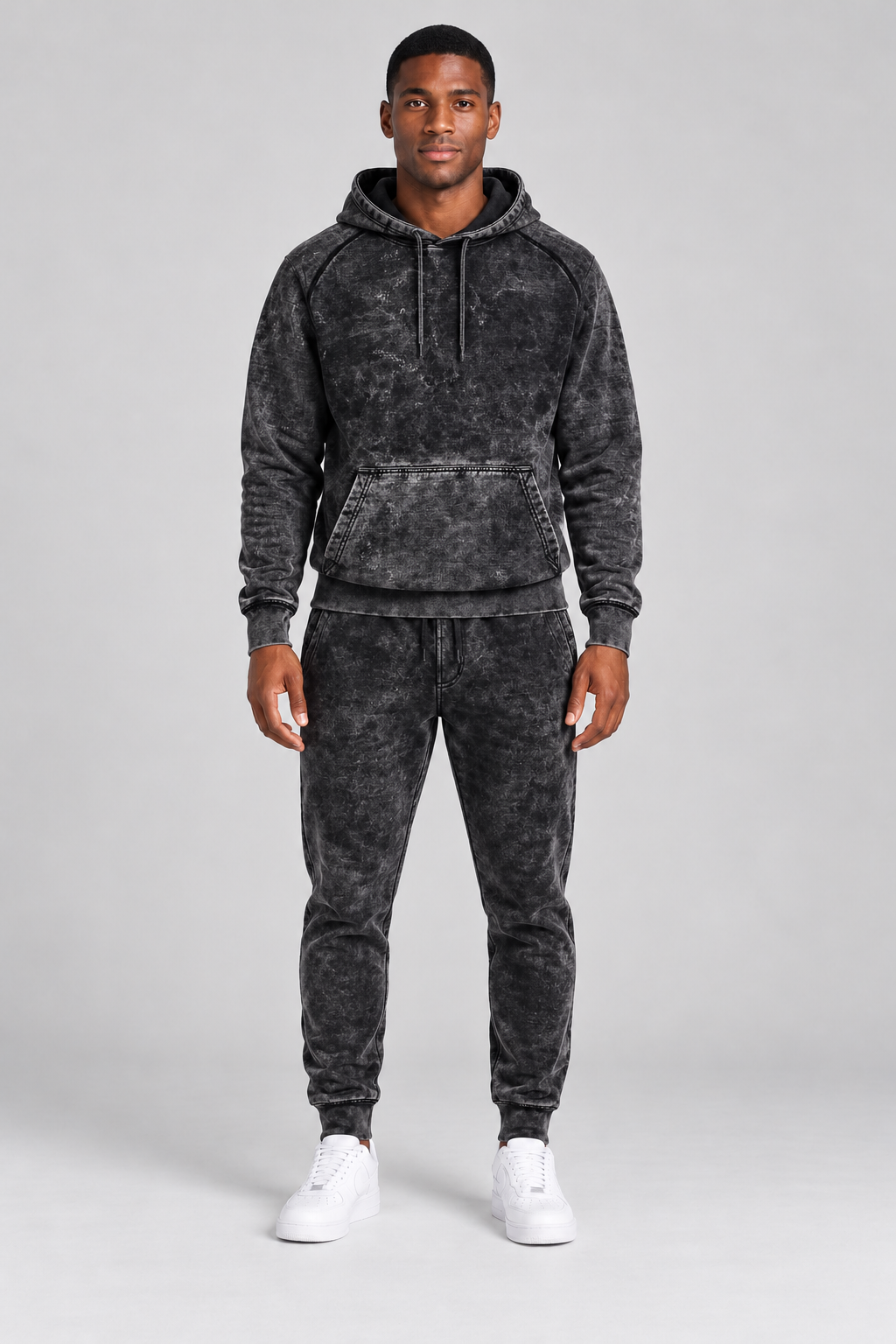 s-s-streetwear-900h-70-30-300gsm-8-85oz-hoodie | Cloud Black | model front view
