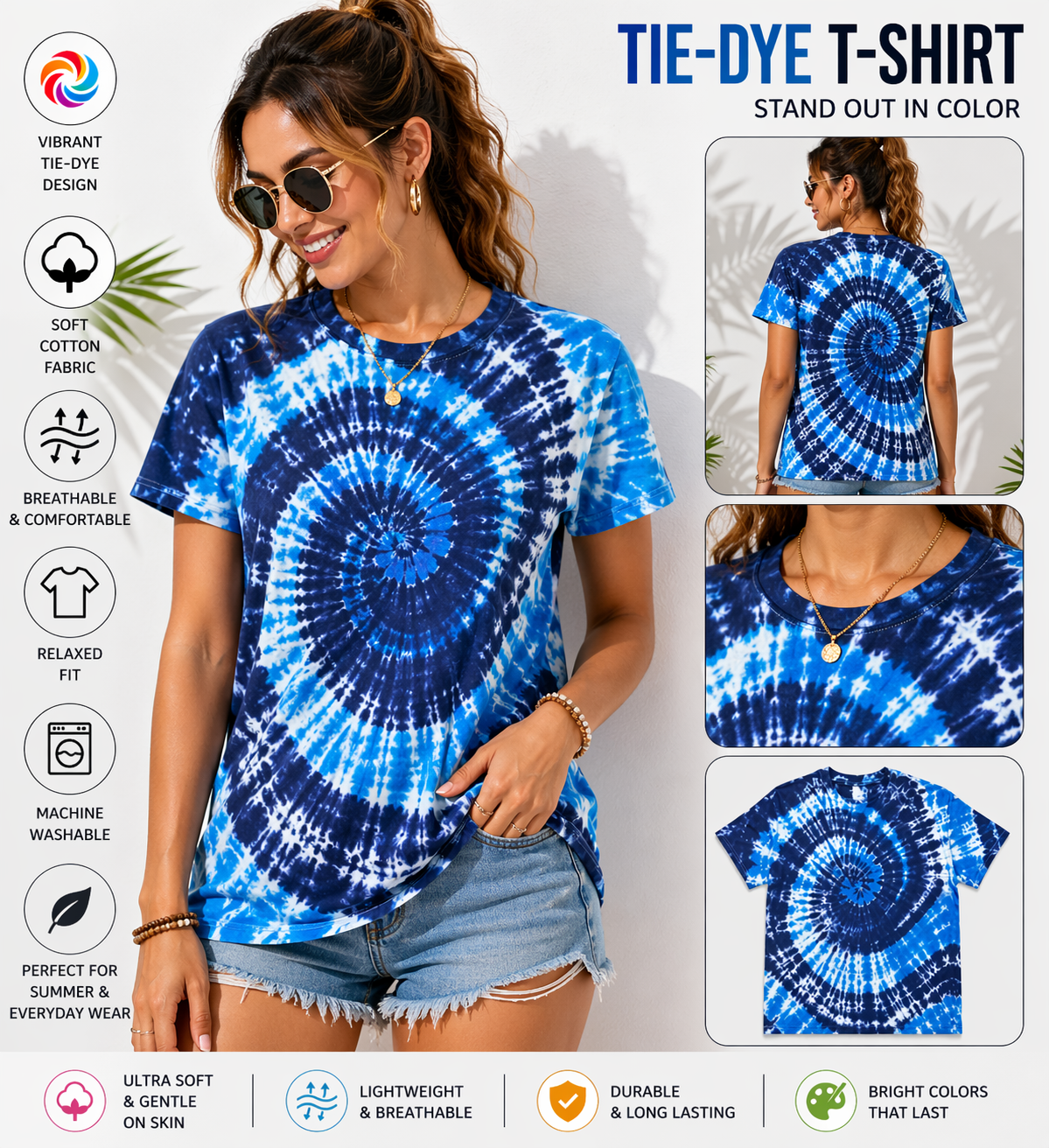 AWD source image 48434243928319: BSI 304 Women’s Tie Dye Soft Style T-Shirt – 60% Cotton 40% Polyester Crew Neck Tee