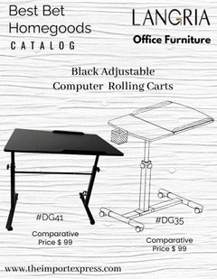 Black Adjustable Computer Rolling Cart