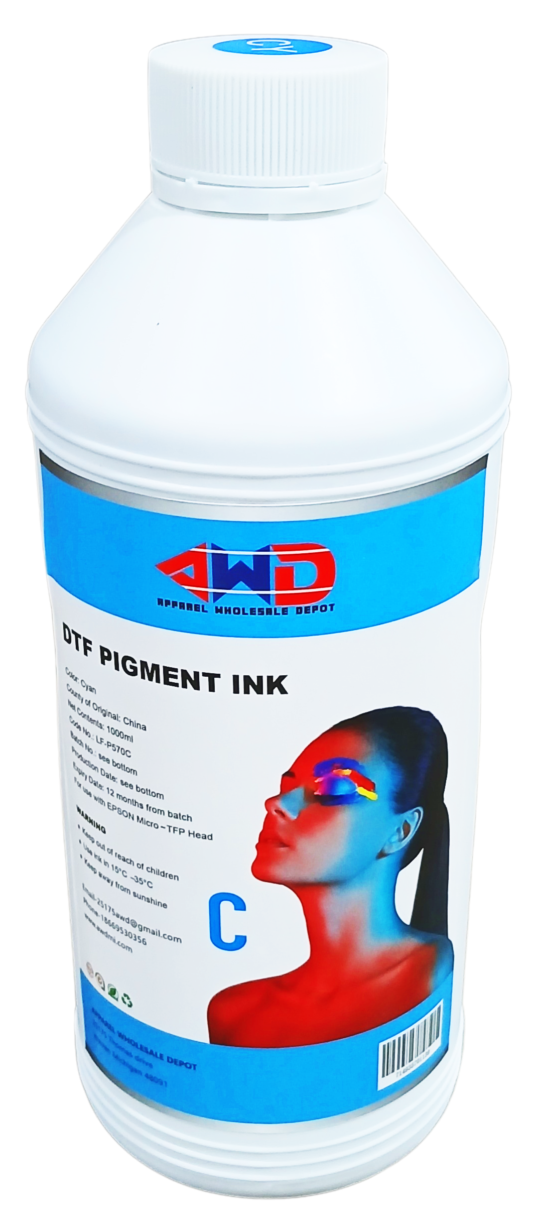 AWD source image 44011425464575: AWD DTF (Direct to Film) Pigment Ink (1000 ML) 1 LITER.