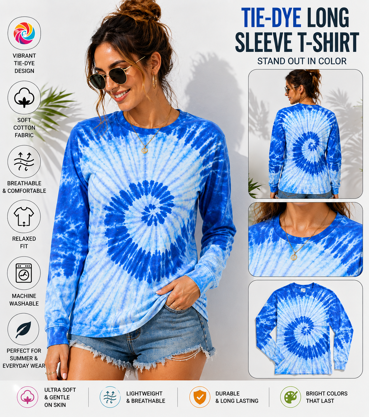 AWD source image 48434407407871: BSI 305 Women’s Tie Dye Soft Style T-Shirt – 60% Cotton 40% Polyester Crew Neck Long sleeve Tee