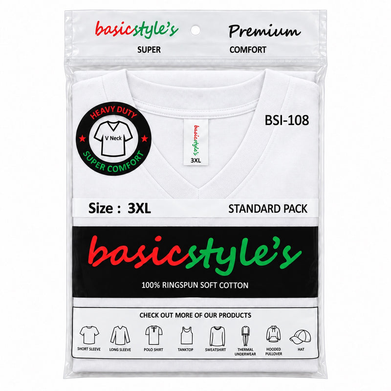 V-Neck   BSI 1008 — 100% Premium Ring-Spun  short sleeve T-Shirt
