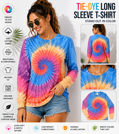 AWD source image 48434407440639: BSI 305 Women’s Tie Dye Soft Style T-Shirt – 60% Cotton 40% Polyester Crew Neck Long sleeve Tee