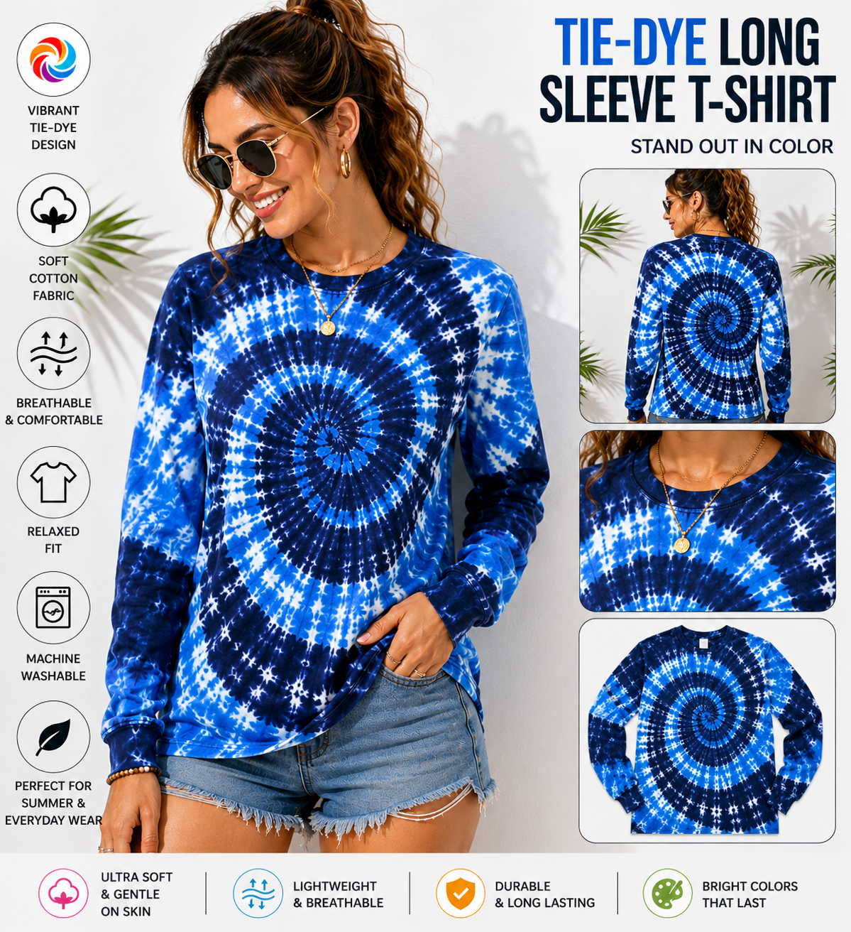 AWD source image 48434407473407: BSI 305 Women’s Tie Dye Soft Style T-Shirt – 60% Cotton 40% Polyester Crew Neck Long sleeve Tee