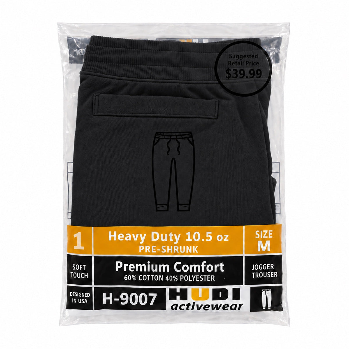 H-9007 heavy fleece sweatpants in Black