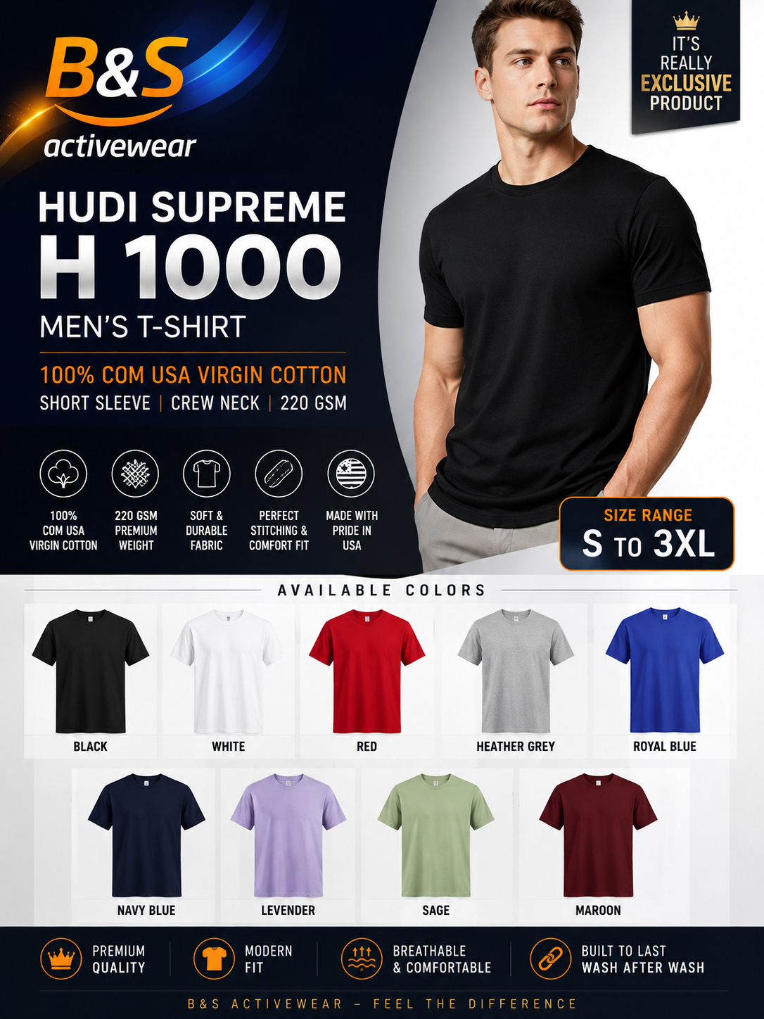 AWD source image 49560227283199: HUDI SUPREME™ H1000  100% Virgin U.S. Combed Cotton | 7 oz Heavyweight Premium T-Shirt