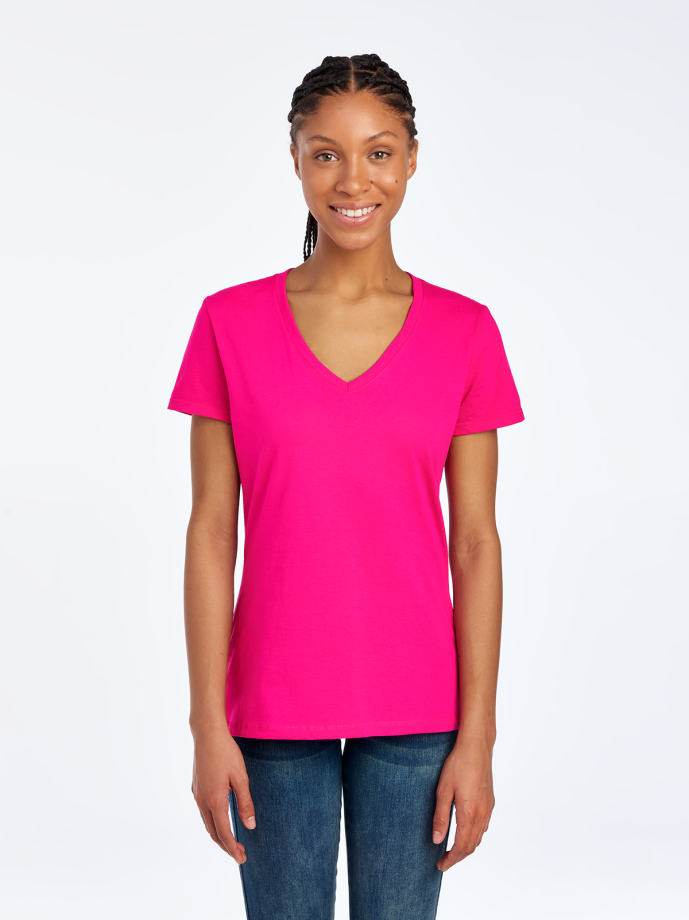 AWD source image 43840420774143: H3002 Womens V-Neck 95% Cotton 5% Elastane Cotton Fitted T-Shirt