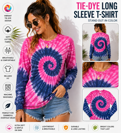 AWD source image 48434407506175: BSI 305 Women’s Tie Dye Soft Style T-Shirt – 60% Cotton 40% Polyester Crew Neck Long sleeve Tee