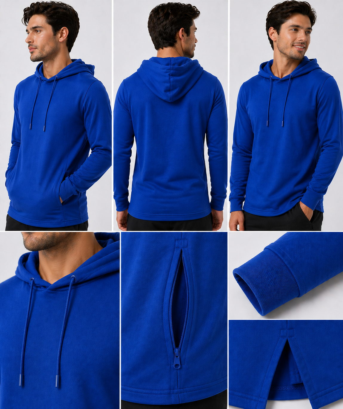 AWD source image 48355695755519: H9004 : Unisex Solid Front Jersey Hoodie with Hidden Zippered Pockets
