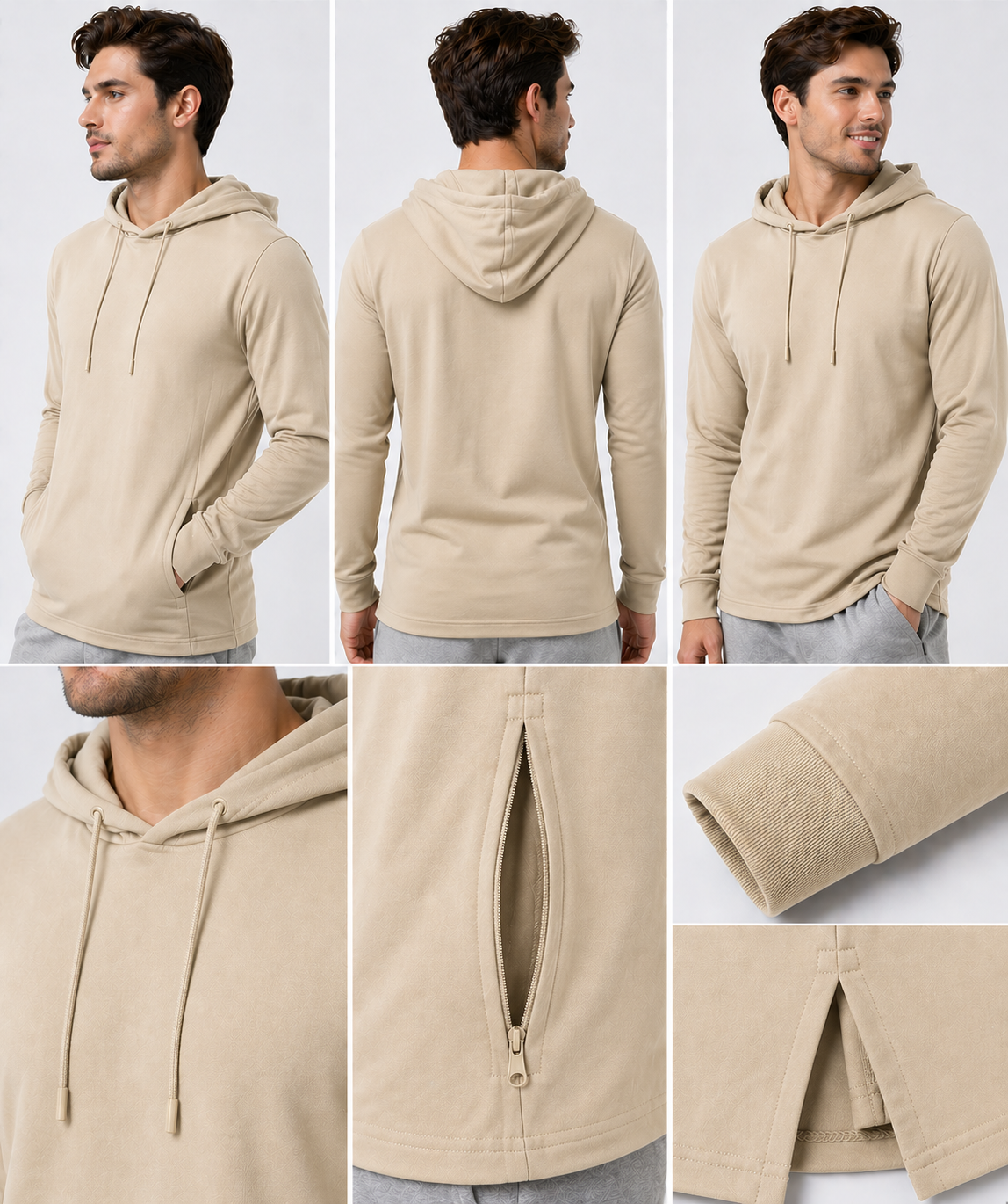 AWD source image 48355695689983: H9004 : Unisex Solid Front Jersey Hoodie with Hidden Zippered Pockets