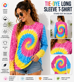 AWD source image 48434407538943: BSI 305 Women’s Tie Dye Soft Style T-Shirt – 60% Cotton 40% Polyester Crew Neck Long sleeve Tee