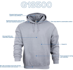 AWD source image 43803995209983: Gildan 18500 Heavy Weight Hoodies