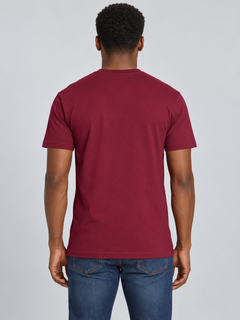 h1009-blended-cotton-polyester-unisex-t-shirt | Burgundy | model back view