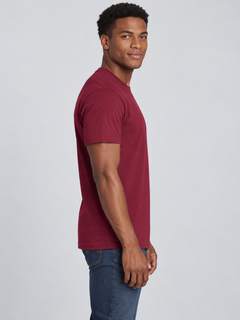 h1009-blended-cotton-polyester-unisex-t-shirt | Burgundy | model side view