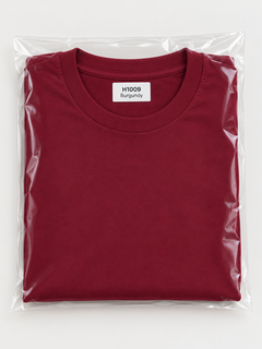 h1009-blended-cotton-polyester-unisex-t-shirt | Burgundy | packaging