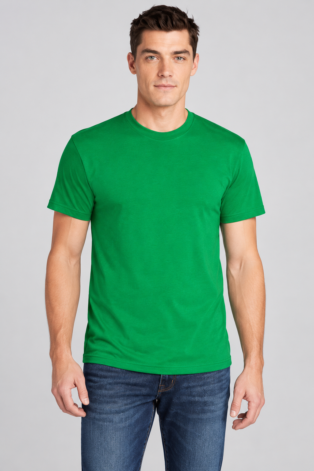 h1009-blended-cotton-polyester-unisex-t-shirt | Kelly Green | model front view