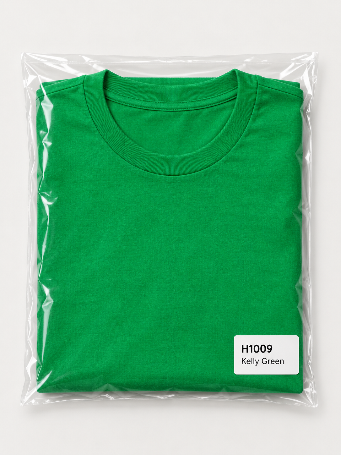 h1009-blended-cotton-polyester-unisex-t-shirt | Kelly Green | packaging