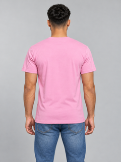 h1009-blended-cotton-polyester-unisex-t-shirt | Pink | model back view