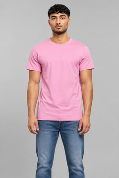 h1009-blended-cotton-polyester-unisex-t-shirt | Pink | model front view