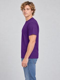 h1009-blended-cotton-polyester-unisex-t-shirt | Purple | model side view