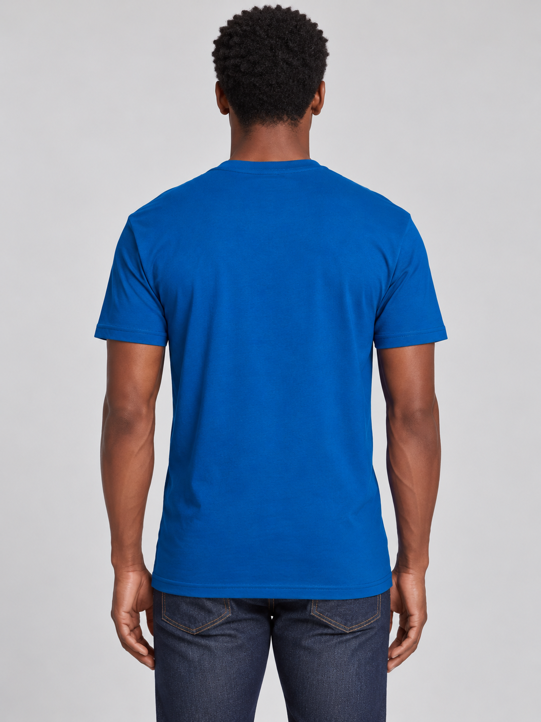 h1009-blended-cotton-polyester-unisex-t-shirt | Royal Blue | model back view