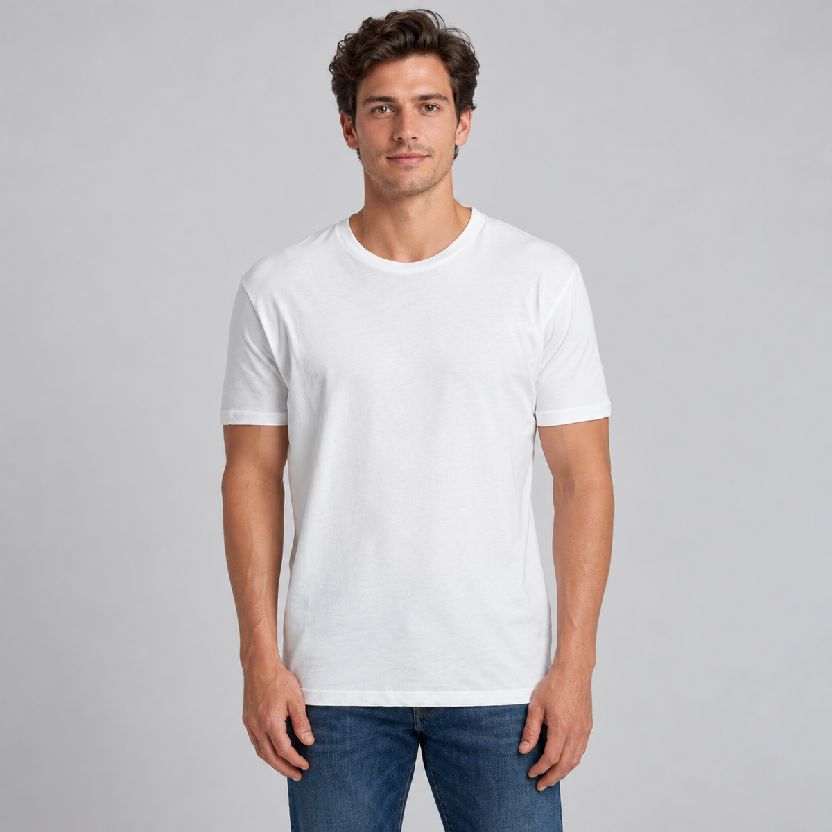 h1009-blended-cotton-polyester-unisex-t-shirt | White | model front view