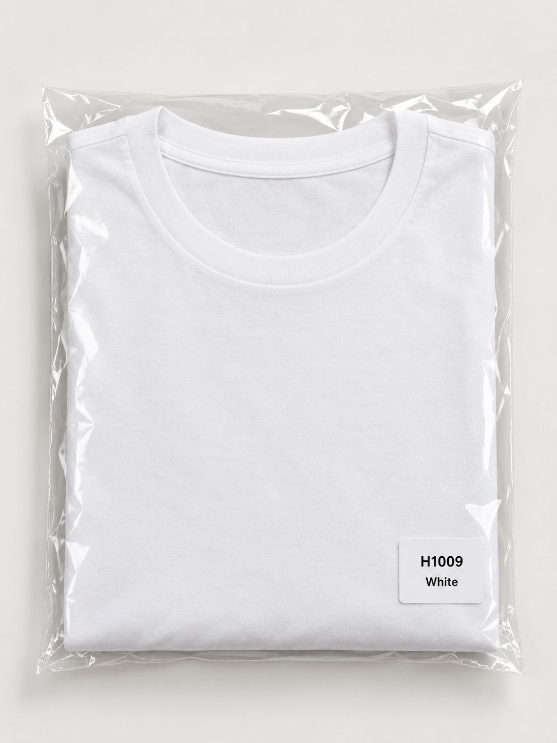 h1009-blended-cotton-polyester-unisex-t-shirt | White | packaging