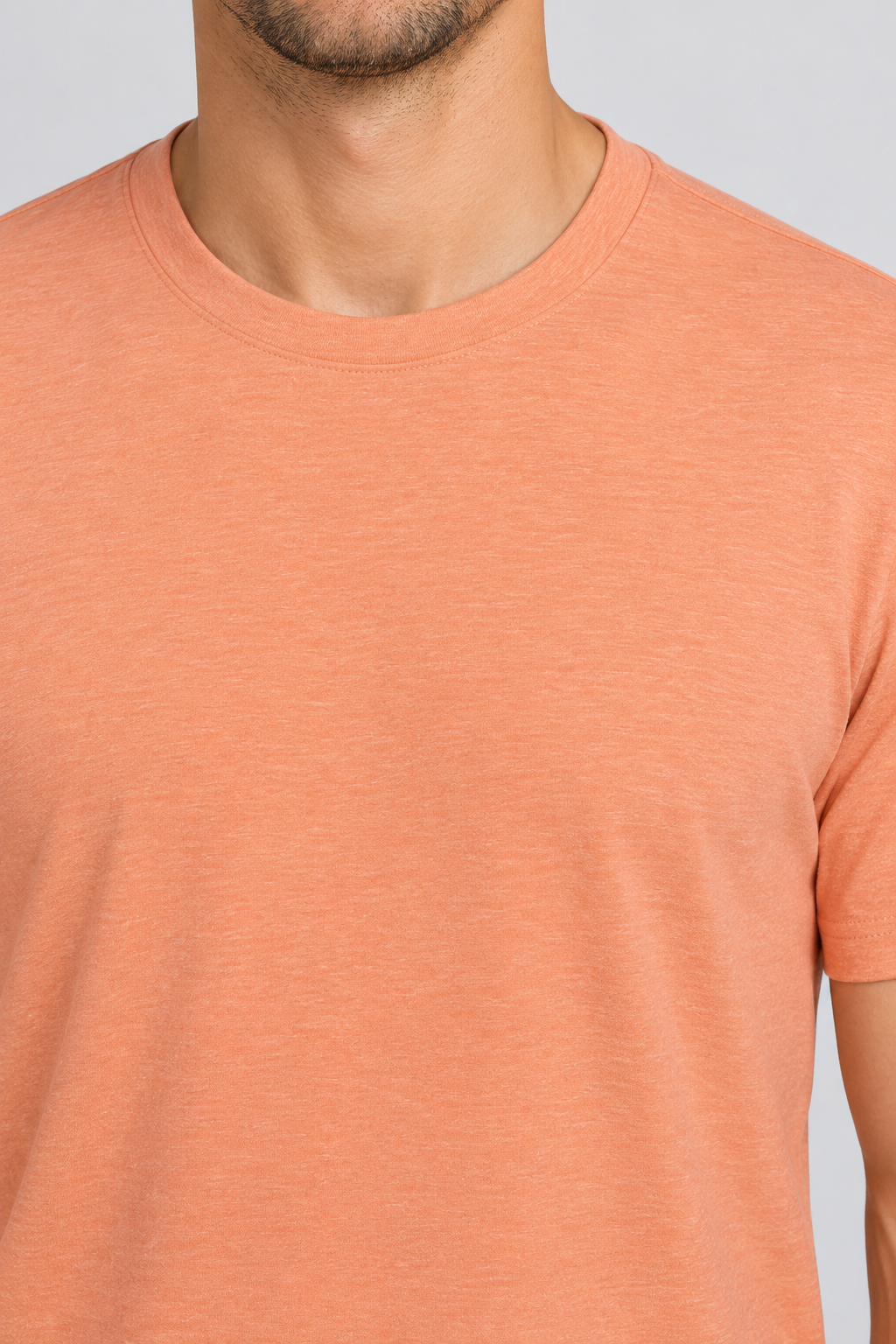 copy-of-h1001-premium-100-ring-spun-cotton-unisex-t-shirt | Heather Gold | model detail close-up