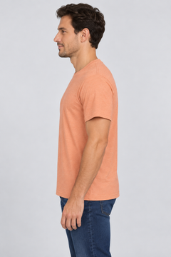 copy-of-h1001-premium-100-ring-spun-cotton-unisex-t-shirt | Heather Gold | model side view