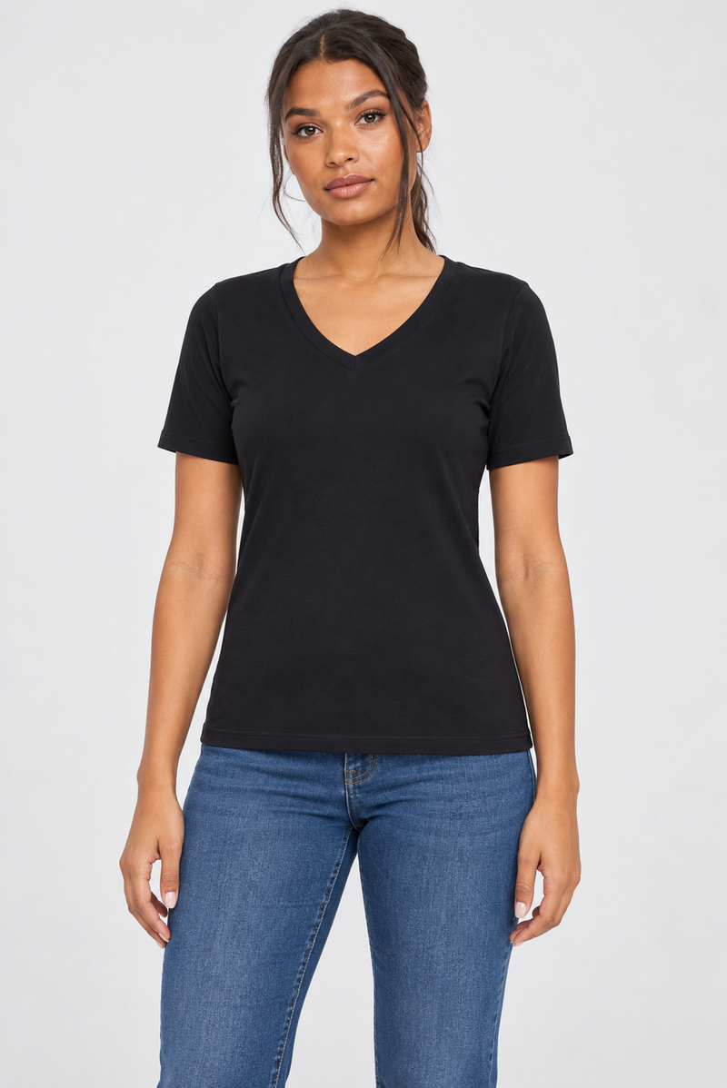 H3002 95% Cotton 5% Elastane Women's Fitted V-Neck T-Shirt