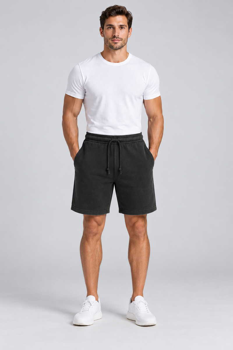 H6008 RusticStyles Premium Vintage Wash 100% Cotton Terry Fleece Summer Shorts