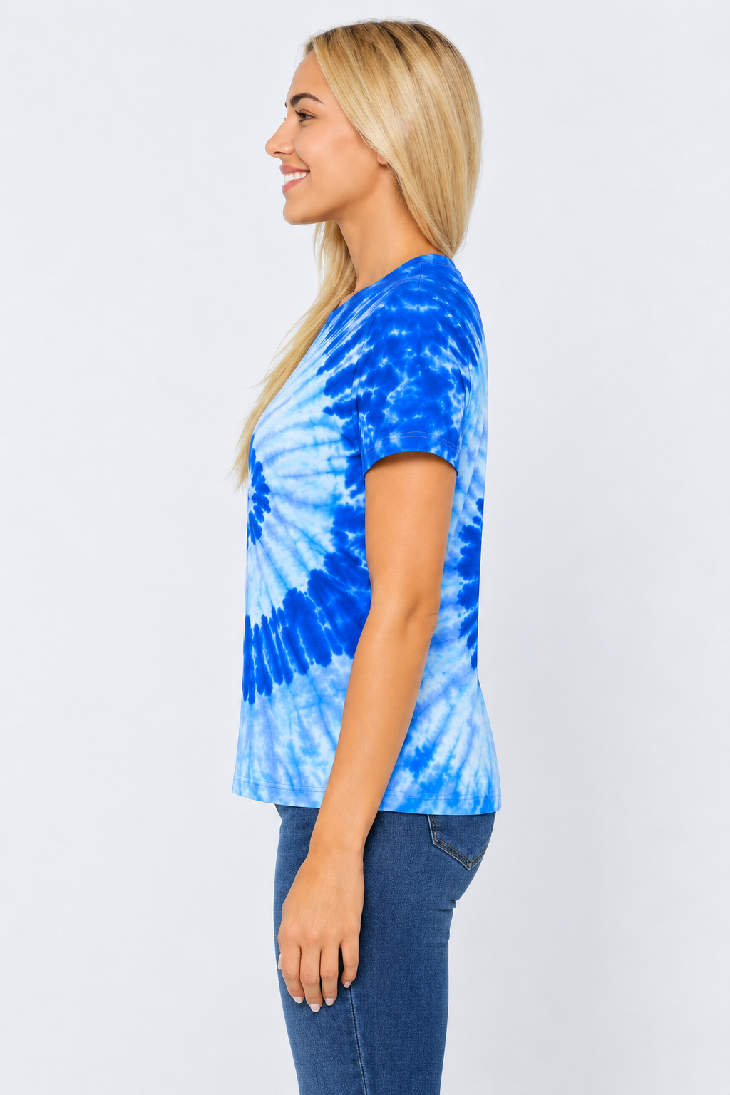 h3001-womens-high-quality-95-cotton-5-elastane-cotton-fitted-t-shirt-copy-awd-9498278134015 | BLUE JERRY | model side view