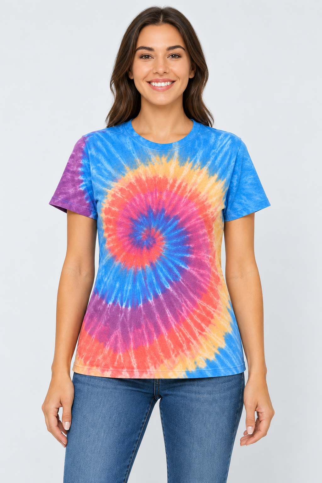 h3001-womens-high-quality-95-cotton-5-elastane-cotton-fitted-t-shirt-copy-awd-9498278134015 | ENTERNY | model front view