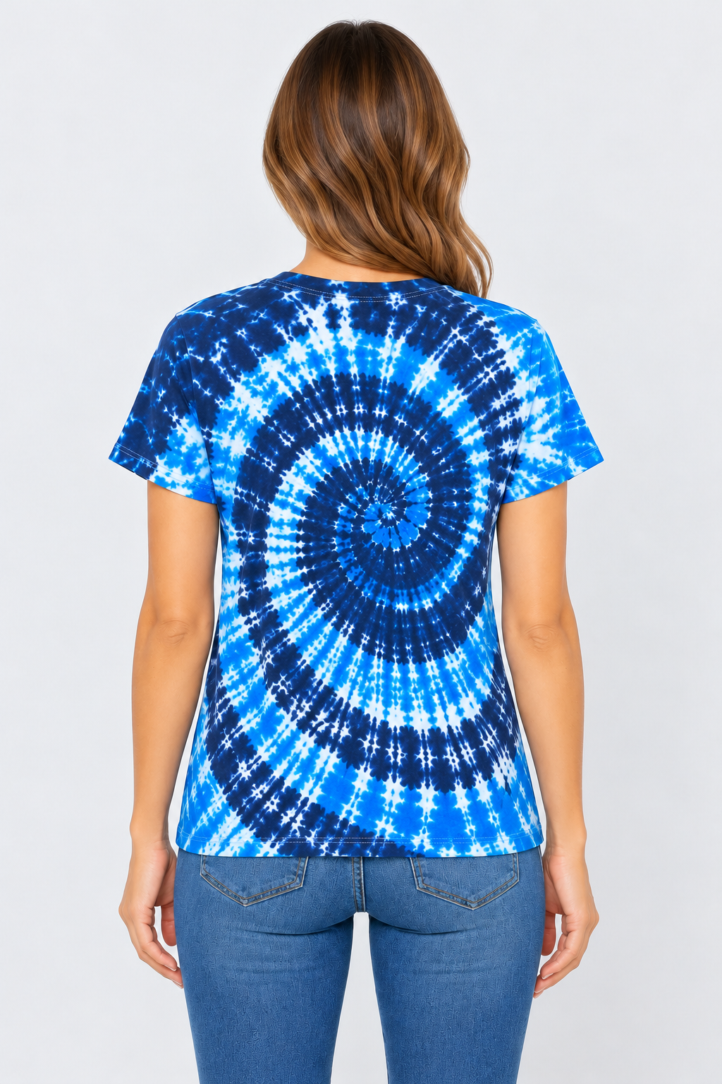h3001-womens-high-quality-95-cotton-5-elastane-cotton-fitted-t-shirt-copy-awd-9498278134015 | EVENING SKY | model back view