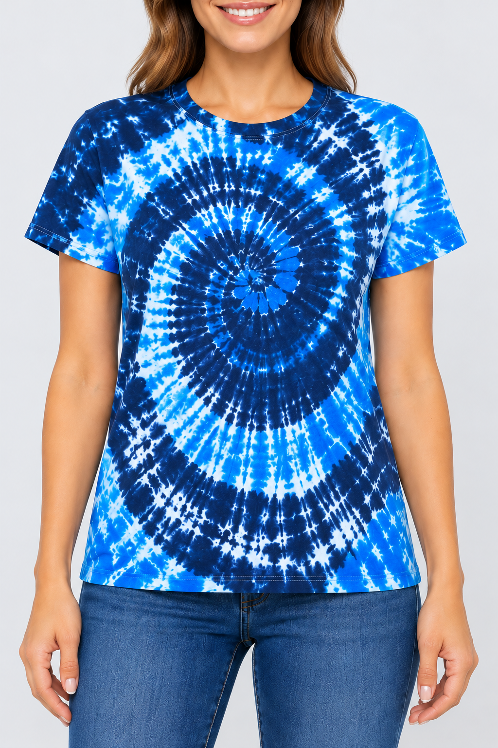 h3001-womens-high-quality-95-cotton-5-elastane-cotton-fitted-t-shirt-copy-awd-9498278134015 | EVENING SKY | model detail close-up
