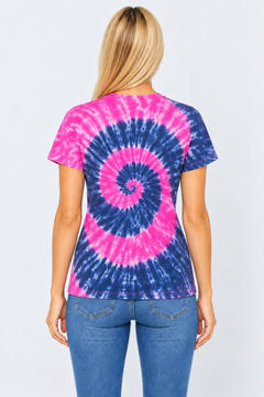 h3001-womens-high-quality-95-cotton-5-elastane-cotton-fitted-t-shirt-copy-awd-9498278134015 | PINK & GREY | model back view
